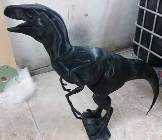 3D printed statue of a velociraptor dinosaur from our 3D printing services